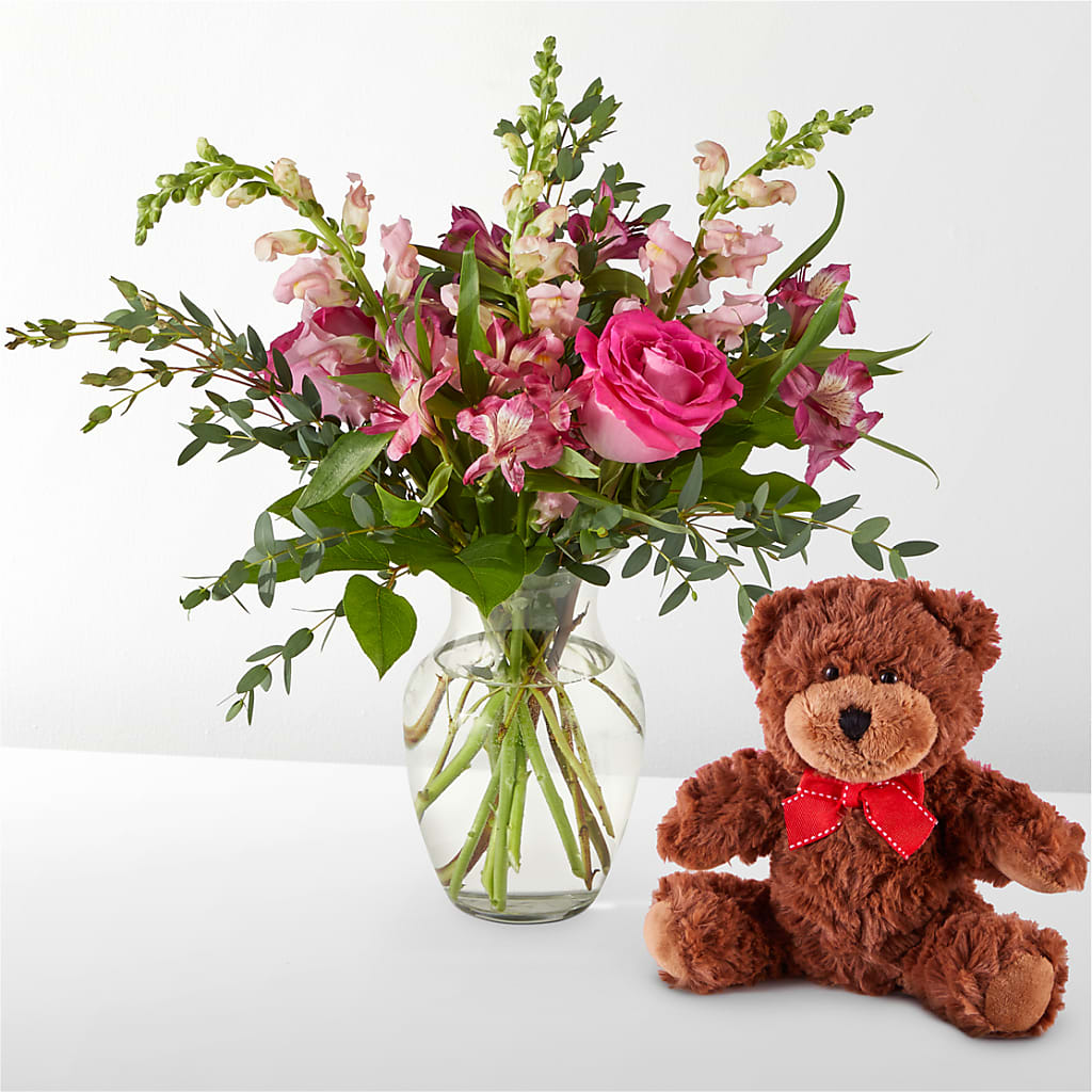 Happily Ever After Bouquet & Bear Set – The Owls Nest Florist, Clover SC