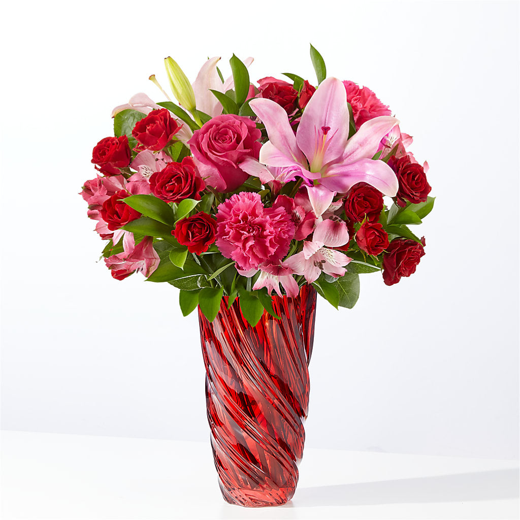 In Love Bouquet with Luxe Swirl Vase – The Owls Nest Florist, Clover SC
