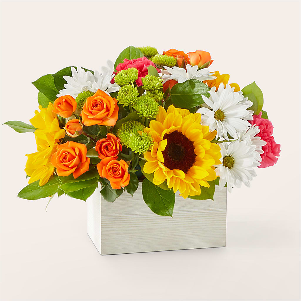 Sun-drenched Blooms Box Bouquet – The Owls Nest Florist, Clover SC