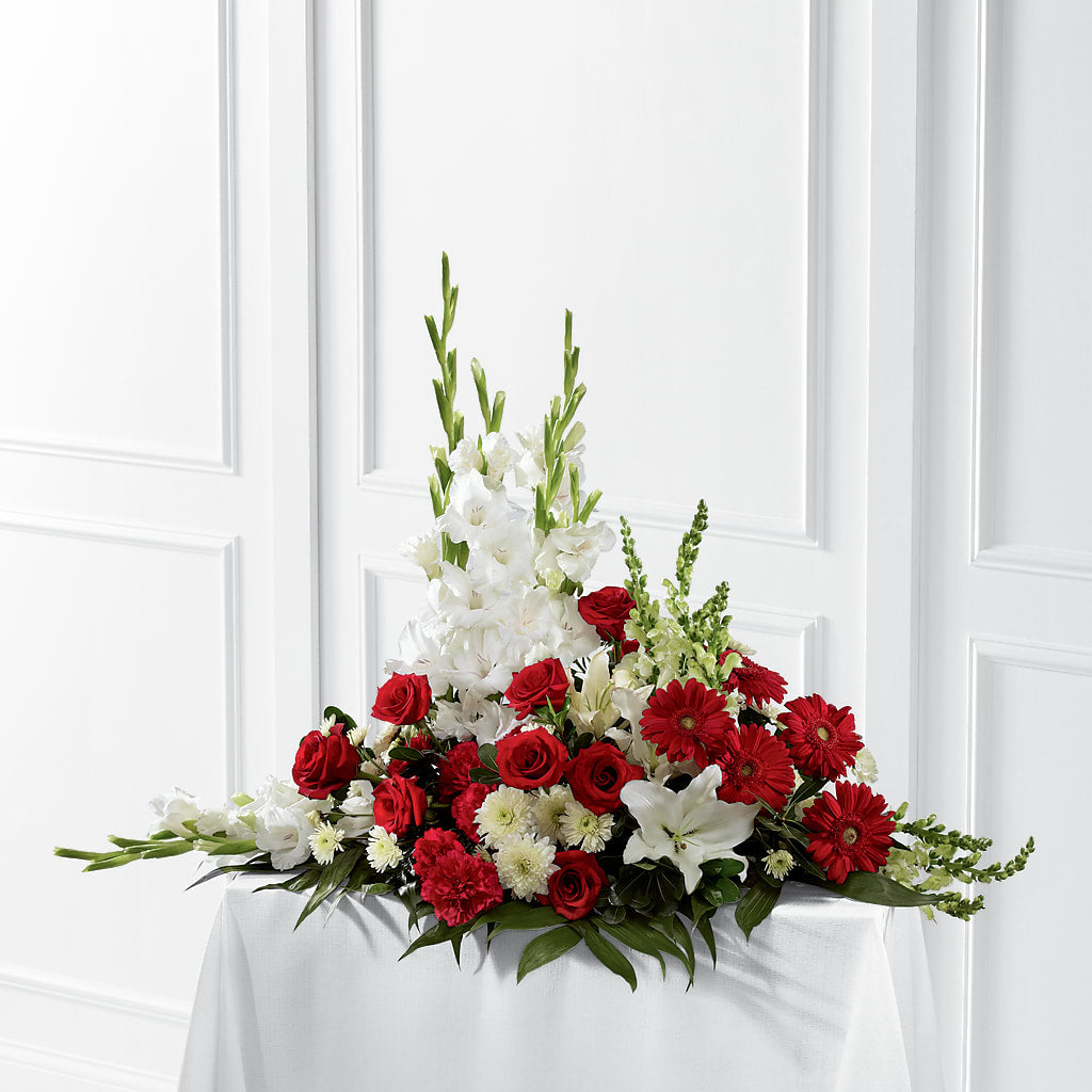 Crimson & White Arrangement – The Owls Nest Florist, Clover SC