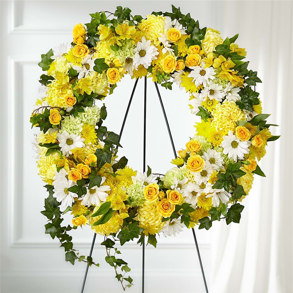 Golden Remembrance Wreath – The Owls Nest Florist, Clover SC