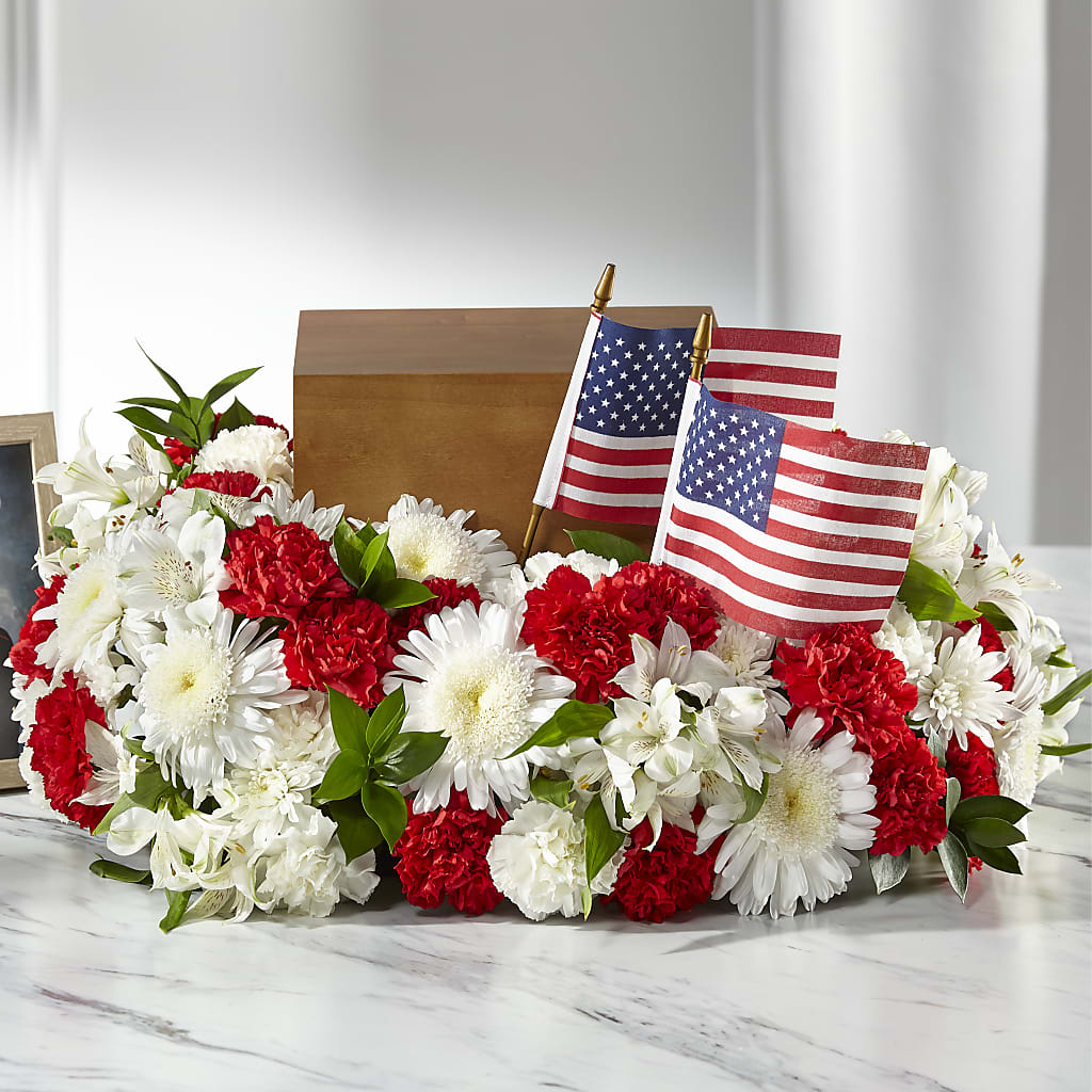 Spirit of Patriotism Cremation Adornment – The Owls Nest Florist, Clover SC