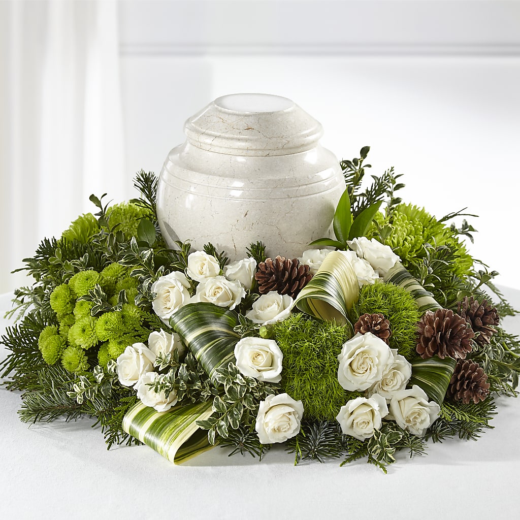 Precious Evergreen Cremation Adornment – The Owls Nest Florist, Clover SC