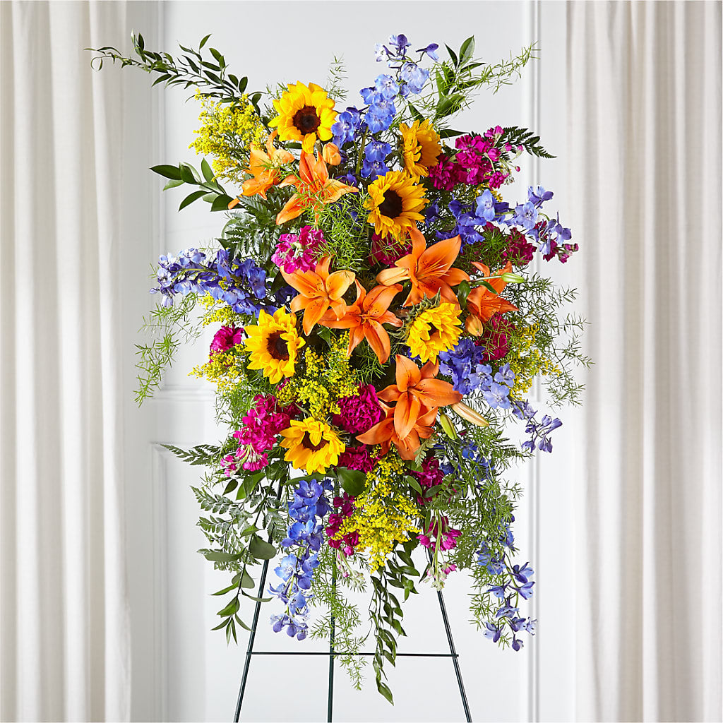 Sunlit Memories Standing Spray (Standard) – The Owls Nest Florist, Clover SC