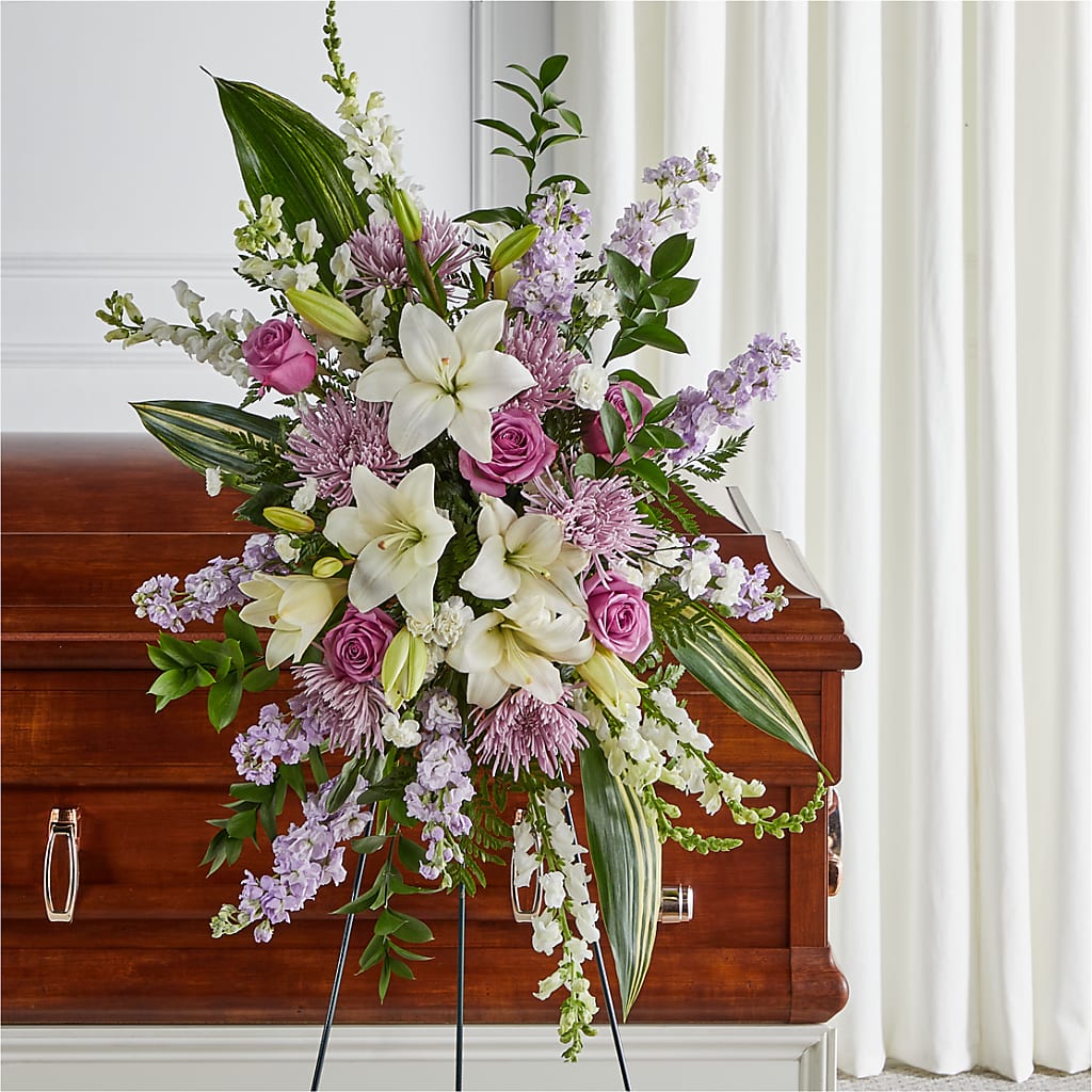 Grateful Hearts Standing Spray – The Owls Nest Florist, Clover SC