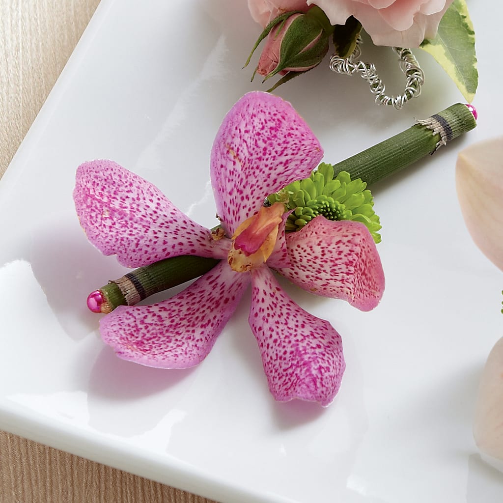 Pink Mokara Boutonniere – The Owls Nest Florist, Clover SC