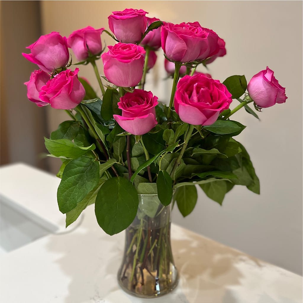 Long Stem Pink Rose Bouquet –  The Owls Nest Florist, Clover SC