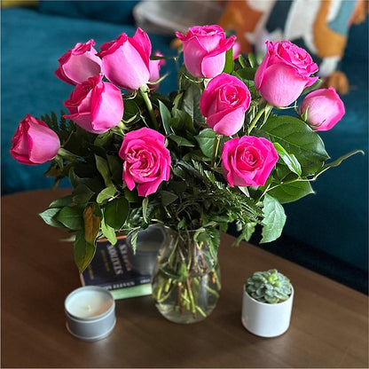 Long Stem Pink Rose Bouquet –  The Owls Nest Florist, Clover SC